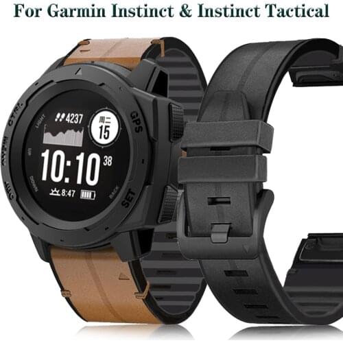 For Garmin Instinct Tactical/Forerunner 935 945 Strap Quick Release Genuine Leather Silicon Bracelet 22mm Approsch S62 Watchband