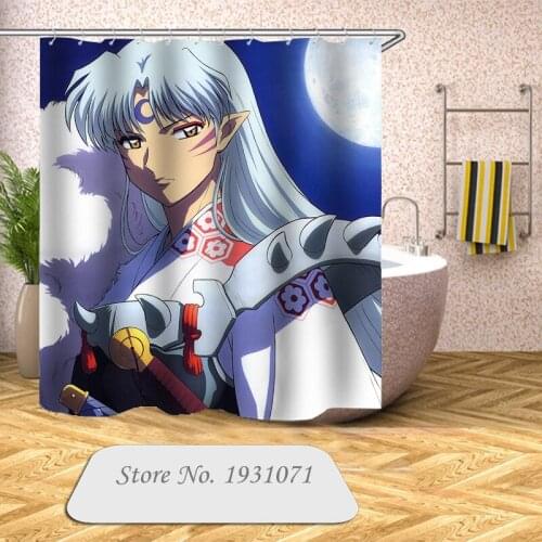 Popular Anime Inuyasha 3D Print Shower Curtain Polyester Fabric Bathroom Curtain Waterproof Hook Bath Curtain 05