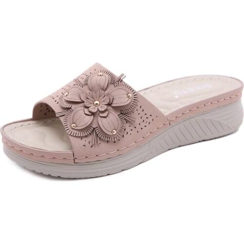 Fashion Womens Summer Shoes Open Toe Thick Bottom Casual Sandals Womens Wedge Low Heels Slippers Female Outdoor Beach Sandals