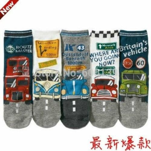 Spring Summer New Style Fashion Double Deck Bus Cotton Children Socks Cute Cartoon Car Baby Boys Sock 10pair/lot