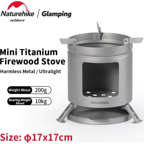 Naturehike Ultralight 200g Portable Camping Stove Outdoor Hiking Picnic BBQ Titanium Firewood Stove Cookware Picnic Equipment