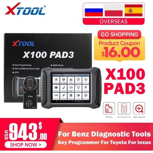 XTOOL X100 PAD3 Key Programmer for Toyota For Lexus OBD2 Diagnostic Tool All Key Lost Immobilizer Instrument Cluster Tool