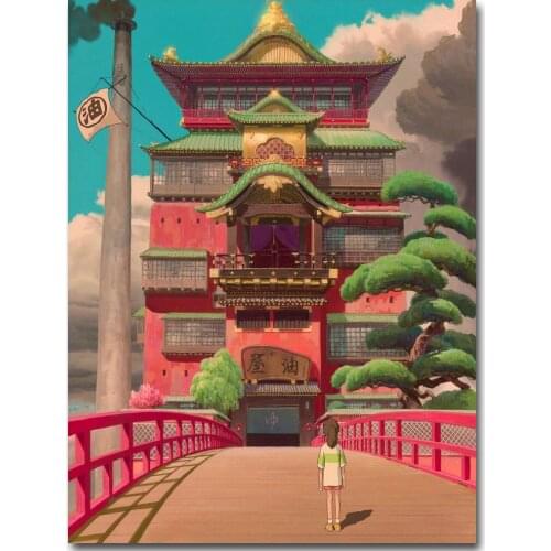 Japanese Posters and Prints Spirited Away Miyazaki Hayao Anime Wall Art Picture Canvas Painting for Bedroom Home Decor