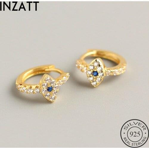 INZATT Real 925 Sterling Silver Blue Zircon Eye Hoop Earrings For Fashion Women Party Fine Jewelry Minimalist Accessories Gift