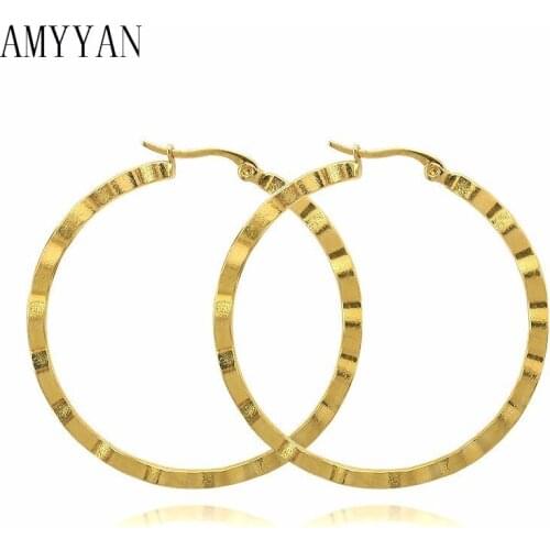 Woman Earrings Jewelry Snake Gode Color Stainless Steel Matel Material Big Round Pendant Open Classic Trendy 1 Pair