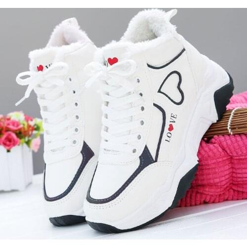 Shoes Woman Winter with Fleece Thick Bottom Height Increasing Womens Boots All-Matching Cotton Luxury Designer Fashion Flat