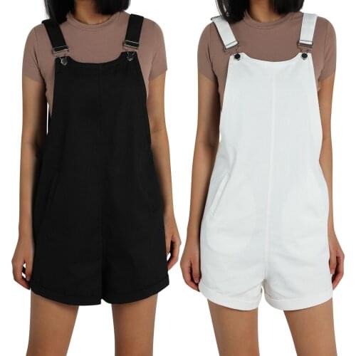 IMCUTE Y2K Solid Color Loose Overalls Womens U-neck Sleeveless Metal Buckle Sling Jumpsuit High Street Fashion Pocket Jumpsuit