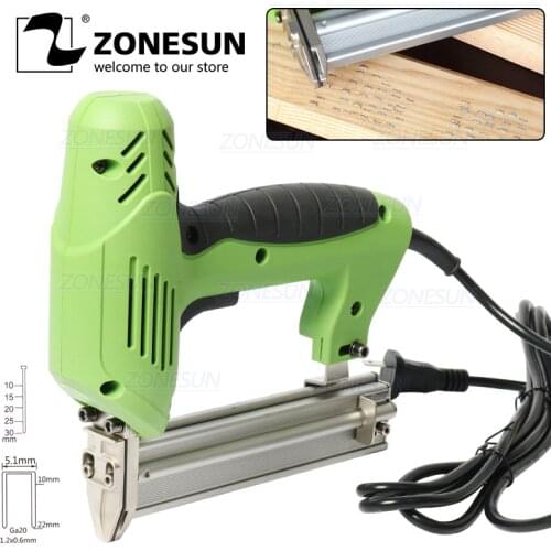 ZONESUN 2 In 1 Framing Tacker Electric Nails Staple Gun 220V Power Tools Stapler Gun 45needles/min for Woodworking Furniture