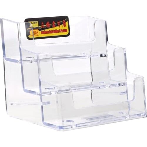 1 Pcs Transparent Multi-layer Desk Shelf Box Storage Plastic Desktop Business Card Holder