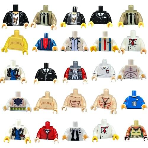 10pcs/lot POGO Torso suit with bow-knot Pattern Arms Hands doctor cloth fit with Building Blocks Toys for children Xmas Gifts