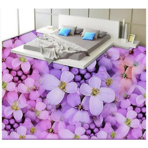 3D purple beautiful warm floor PVC waterproof floor Custom Photo self-adhesive 3D floor Home Decoration