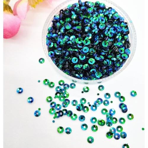 40g(11000pcs) 3mm Blue Green Deep Cup Sequins Round Pailletten Wedding ,Women Kids DIY Garment Accessory Confetti Crafts