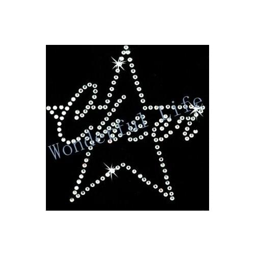 Free shipping Hot Fix Heat Transfer Rhinestone Motif Cheer stars image for clothing