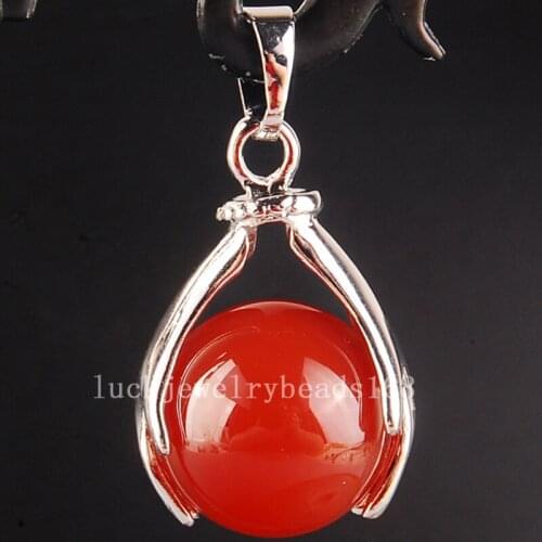 Free Shipping Women Fashion Jewelry 18x28mm Red Carnelian Round Hand Women Men Pendant Bead C4102