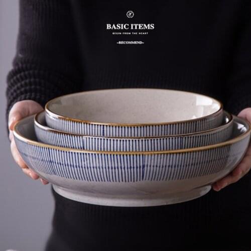 FANCITY Large size ceramic soup bowl, large soup bowl, hotel tableware, household noodle bowl, crayfish plate, boiled fish bowl