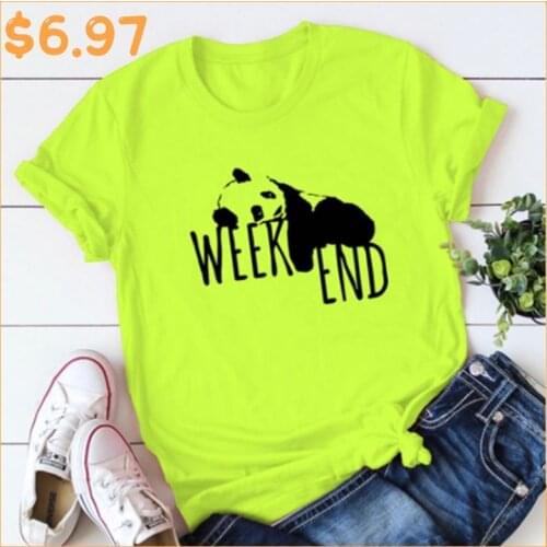 Plus Size S-5XL Pnada Print Fluorescent Green T Shirt Women Shirts 100% Cotton O Neck Short Sleeve Summer T-Shirt Tops TShirt
