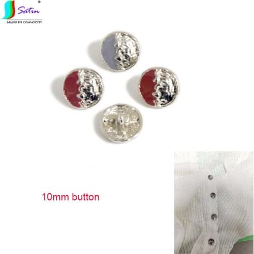 Small Size Coat Clothes Cardigan Cuffs Diy Decoration Color Matching Red Silver Grey-blue Round 10mm Button
