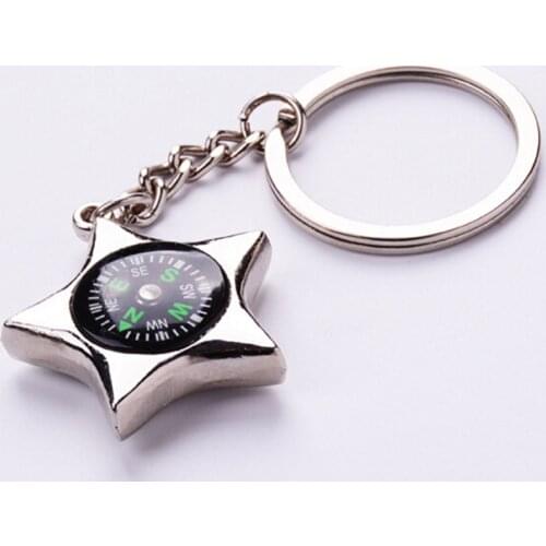 Fashion Multifunction Pentagram Compass Keychain Personality Key Chains Key Cover Ring