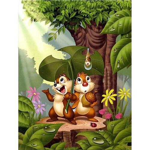 5D Diamond Painting Full Square Round 3D Embroidery Cartoon Squirrel Pictures of Rhinestones Cross Stitch Kit Room Decor DF639