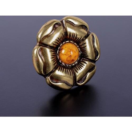 10X Western Yellow Turquoise Brass Rose Flower Saddle Leather Crafts Conchos Set