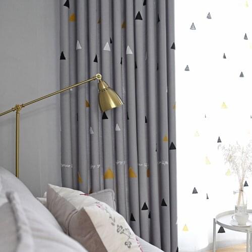 Nordic Linen Curtains for Living Room Wind Modern Geometric Simplicity Curtains for Kids Bedroom Blackout Curtains
