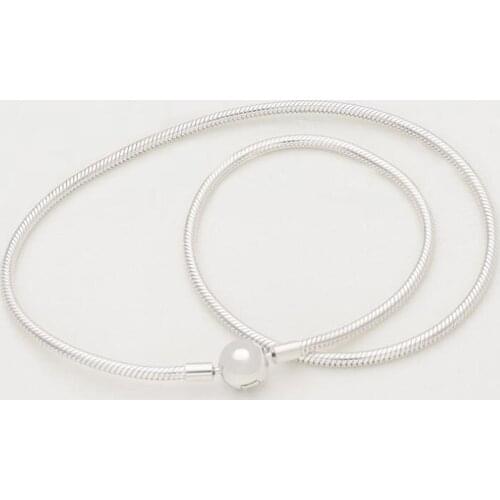 New Necklace 925 Sterling Silver Shining Simple Beads Chain Pendant Necklace for Women Chain Necklaces Fine Jewelry