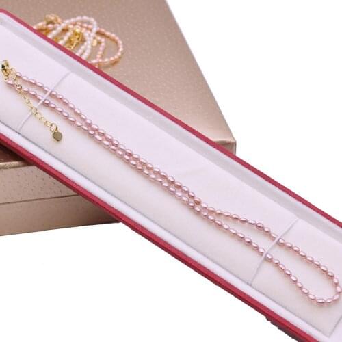 AA Charm Freshwater Pearl Necklace Chokers Rice Shape Natural Pearls Beads Jewelry for Women Fashion Wedding Necklace Gifts