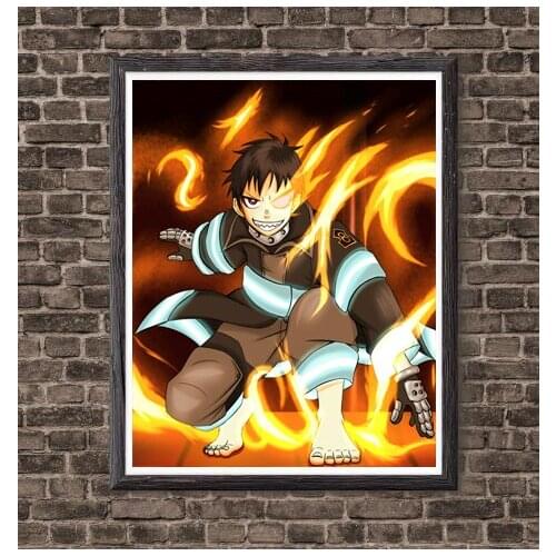 Fire Force Digital Anime Shinra Lord of Fire Japanese Manga Poster Wall Picture Canvas Art Print,8 x 10 Inches,Ready To Hang