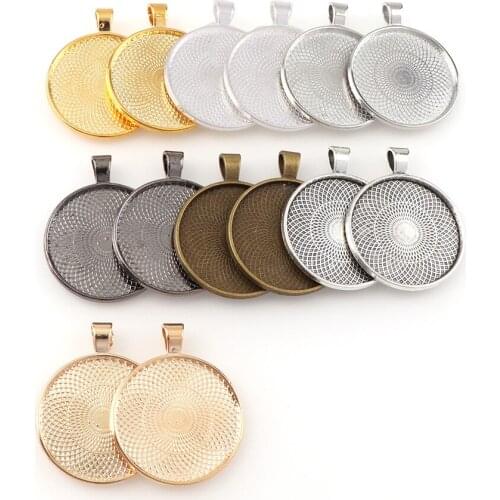 5pc/lot inner size 30mm Necklace Pendant Setting Cabochon Cameo Base Tray Bezel Blank Fit 30mm Cabochons Jewelry Making Findings