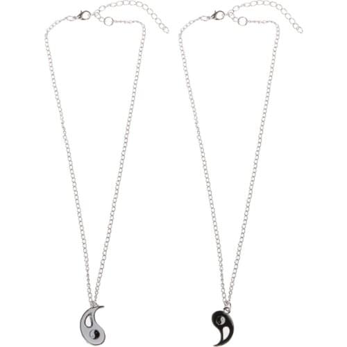 40GB 2 PCS Men Women Friendship Yin Yang Necklace Pendant Couples Necklace Puzzle Set