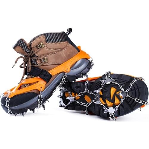 Outdoor Climbing Anti-Slip Crampons Winter Walk 19 Teeth Ice Fishing Snowshoes Hiking Skiing Steel Slip Shoe Covers