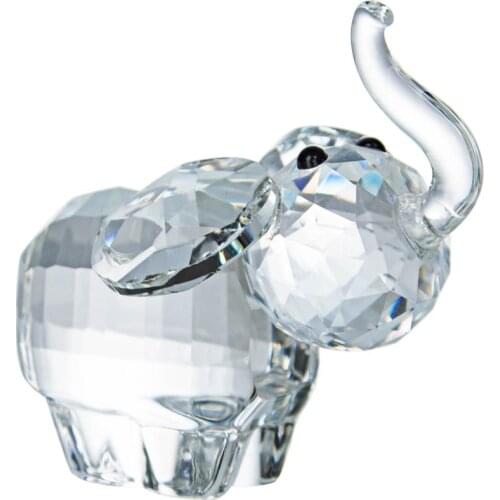 Clear Crystal Elephant Miniature Figurines Cute Glass Animal Ornament Home Table Decor Christmas Gifts
