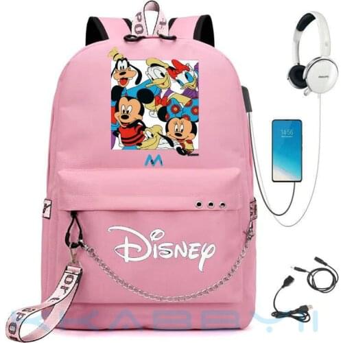 Disney Sofia Backpack Usb Charge School Bag Teenage Large Capacity Waterproof Student Rucksack Casual Travel Laptop Bag Mochil
