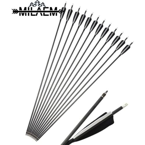12 Pcs Archery Carbon Arrow Length89cm SP500 OD 7.2mm ID 6.2 mm Mixed Carbon Arrows For Recurve Compound Bow Accessories