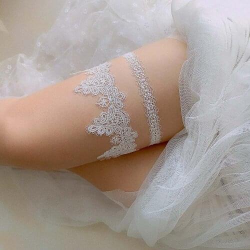 2pcs Wedding Bridal Garter White Lace Garter Thigh Ring Leg Ornament thigh garter High cost performance Bride Bridesmaid