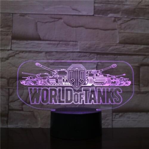 3D Led Night Light USB Power Acrylic Bedroom Bedside Lamp With Blutooth Base World of Tank Style for Kids