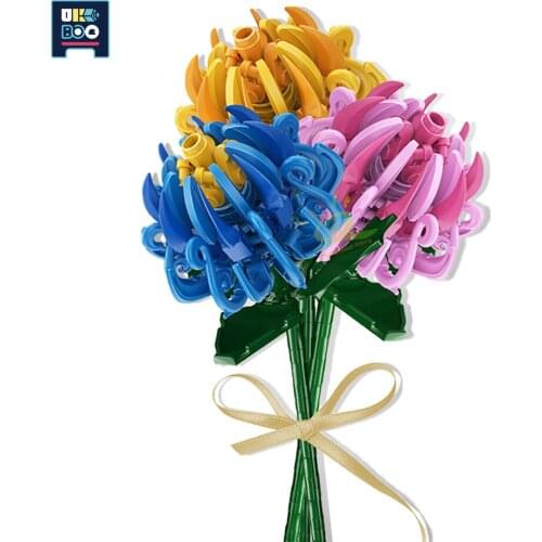 UKBOO DIY Gift Chrysanthemum Artificial Flower Model Building Blocks City Room Ornaments Set Bricks Toys For Children Friends