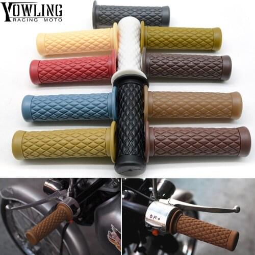 7/8" Handle Bar Retro Rubber Motorcycle Bike Vintage Coke Bottle Hand Grip For Sportster Touring Dyna Softail CG125 CB400
