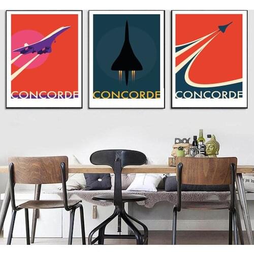 Vintage Concorde Airplane Posters and Prints Flying the Flag Canvas Painting Modern Wall Pictures for Living Room Home Decor