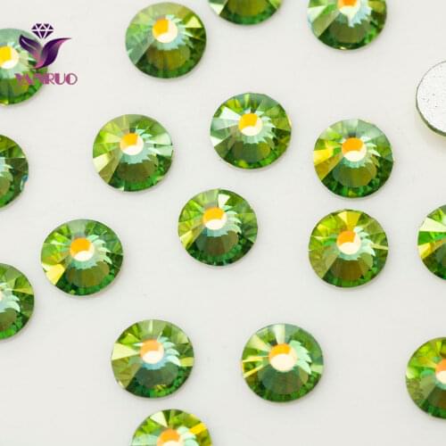 YANRUO Pridot AB (214AB) Stones Loose Glass Beads Strass Craft Dance Jewelry Glue on Dress Flat back Crystal Rhinestones