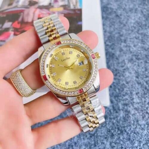New Couple Quartz Watch Silver Gold Colour Stainless Steel Diamond Womens Watches Two Sizes Choose 32mm 40mm