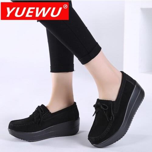 YUEWU Women’s Tassels Genuine Leather Thick Bottom Muffin Shoes Fashionable And Versatile Multicolor Options