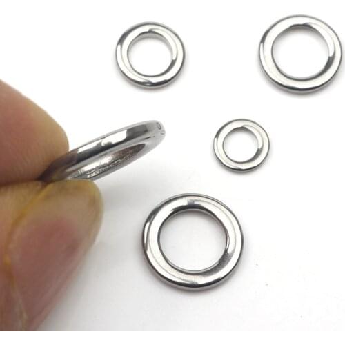 10pcs/bag Fishing Solid Ring 304 Stainless Steel Snap Split Ring Pesca Lure Tackle Connector Heavy Duty Lures Lead Jigging Ring