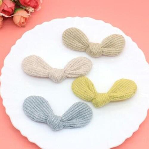 10pcs /lot 3.2*6.7cm Fashion Glitter Tie Bowknot Patch DIY Handmade Mini Bow Hair Accessories Material Fabric Cartoon Decoration
