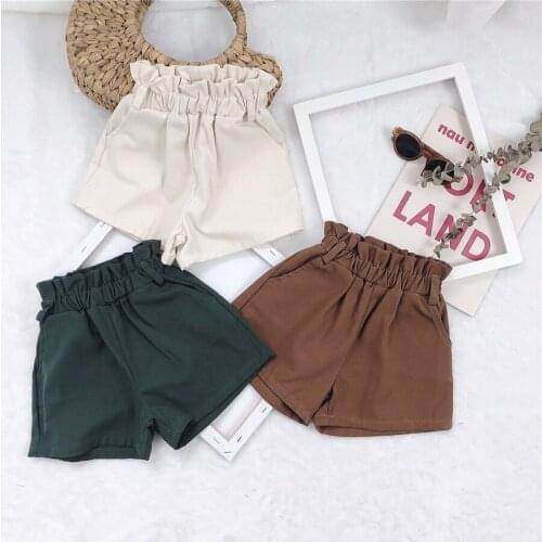 2019 Summer Baby Girl Shorts Solid Lace High Waist Newborn Girls Shorts Childrens Casual Wide Leg Shorts Kids Shorts For Girls