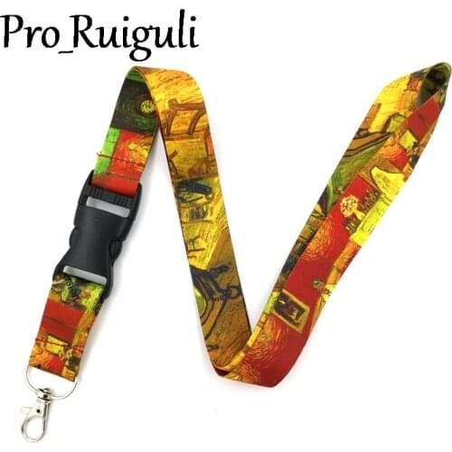 30pcs Van gogh The Night Cafe in the Place Lamartine in Arles webbings ribbons Funny art Lanyard Neck Strap Phone Keys ID Card