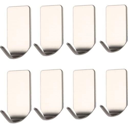 8 Pcs Bathroom Kicthen Room Home Stainless 3M Self Adhesive Sticky Waterproof Hooks Wall Storage Hanger Holder