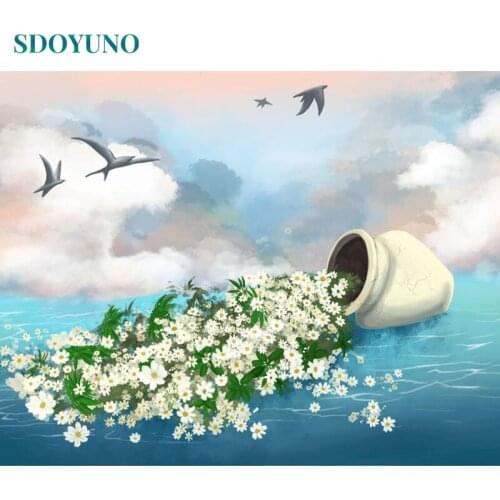 SDOYUNO DIY Acrylic Painting By Numbers Kits Flowers 60x75cm Paint By Numbers Scenery Frameless Digital Handpaint Gift On Canvas