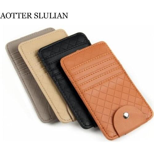 Car Vehicle Sun Visor Sunglasses Wallets Purse Coins Card Holder Storage Clip Credit Card Pocket ID Storage Pouch Vintage Solid