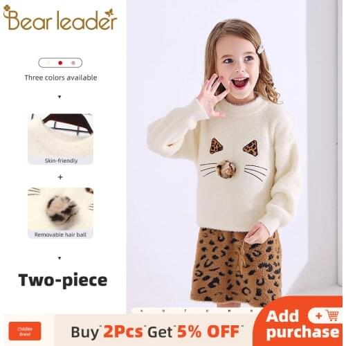 Bear Leader Girls Dress New Brand Princess Dress Cartoon Cat Costumes Leopard Fashion Outfits Cute Kids Children Clothing 2 6Y
